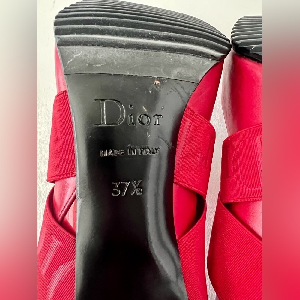 DIOR | Vintage Red Leather Pointed Cross Over Elastic Bandage Pumps EU 37.5‎ - Picture 14 of 16